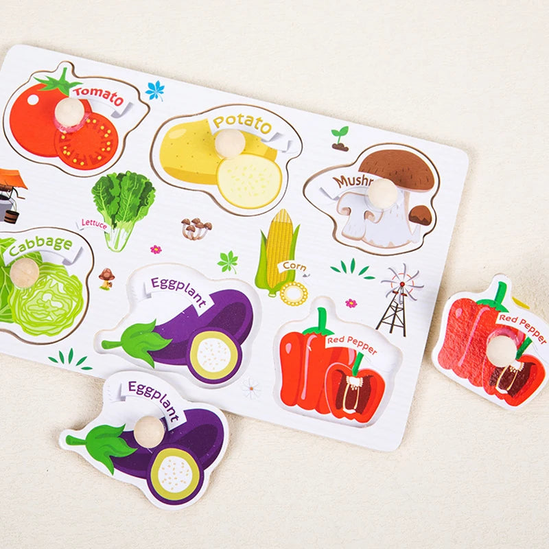 ﻿﻿Montessori Wooden Hand Grab Puzzles,