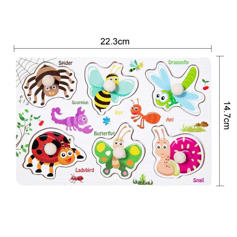 ﻿﻿Montessori Wooden Hand Grab Puzzles,