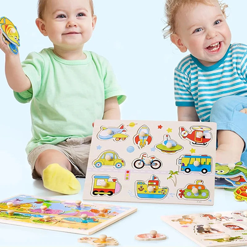 ﻿﻿Montessori Wooden Hand Grab Puzzles,